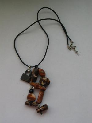 Collier en pate fimo et cadenas en hématite
