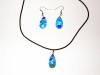 Parure collier et boucles en verre Murano deux bleu