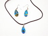 Parure collier et boucles en verre Murano bleu orange