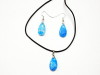 Parure collier et boucles en verre Murano bleu ciel