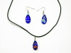 Parure collier et boucles en verre Murano bleu foncé