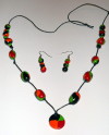 Parure collier et boucle multicolors