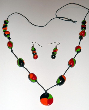 Parure collier et boucle multicolors