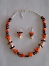 Parure collier et boucle orange/chocolat