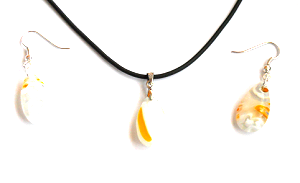 Parure collier et boucles en verre Murano blanc
