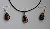 Parure collier et boucles en verre Murano noir
