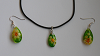 Parure collier et boucles en verre Murano vert