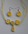 Parure collier et boucles cercle jaunes